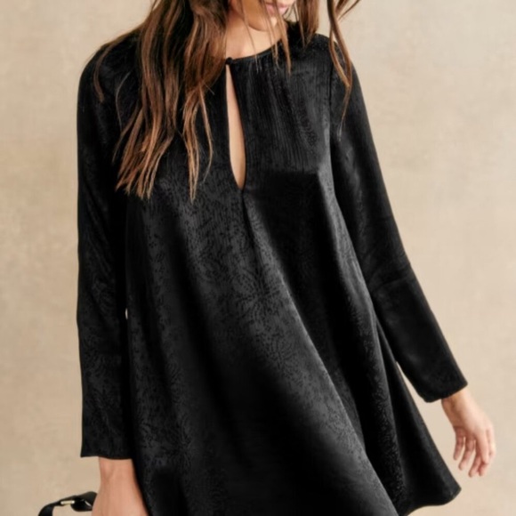 Sezane Ariette Dress FR 40 US 6 Black Shift Swing - Picture 2 of 15